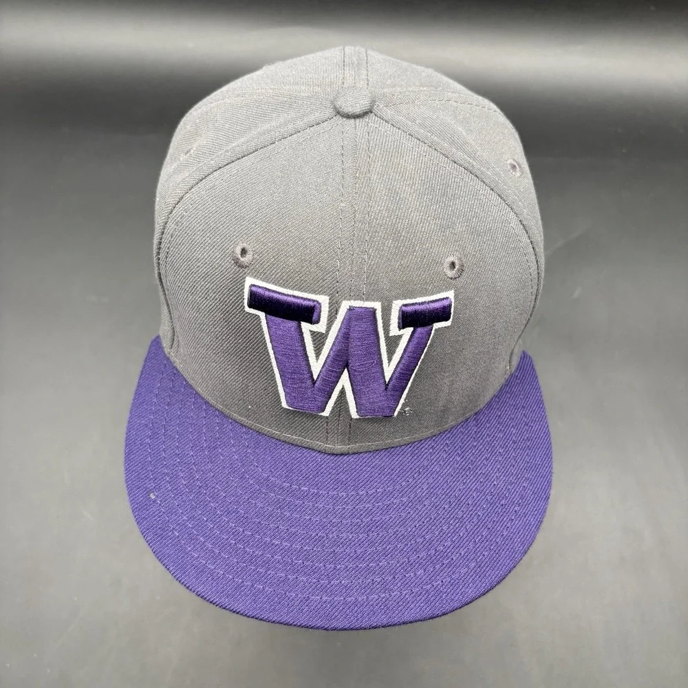 Washington Huskies New Era‎ 59FIFTY Fitted Hat Gray Purple Size 7 1/4 Huskies